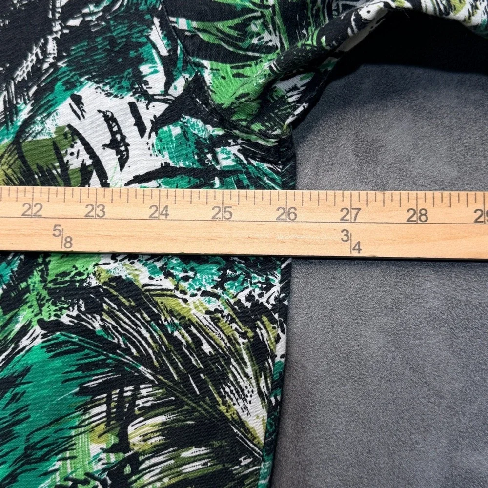 Vtg 80s Surf Jacket Mens L Green Tropical Palm Leaf Print Full Zip Japanese Hood